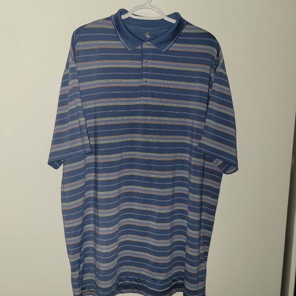 Nike Golf Fit Dry Short Sleeve Polo Men's Size XXL 2XL Blue Striped